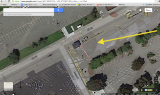 Octagonal outline of Tower of the Sun readily visible on Google maps. Located near the intersection of 4th Street and Avenue C, Treasure Island (Job Corps guard shack is the small, black-roofed rectangular building near the center of the octagon)